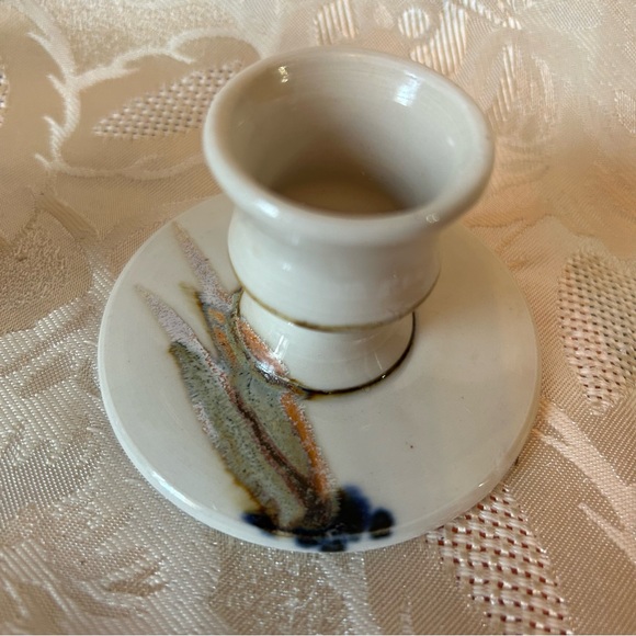 Vintage Studio Art Pottery Stoneware Candlestick Holders 3.75” Set Of 2 - Picture 4 of 11